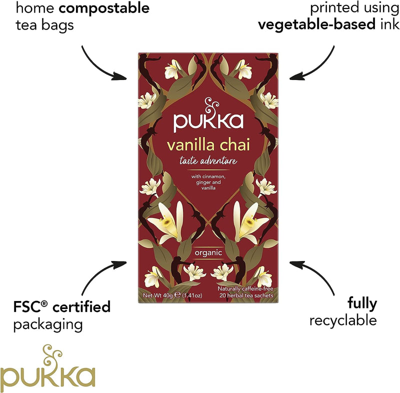 Pukka Tea Vanilla Chai Individually Wrapped Enveloped Tea 20's