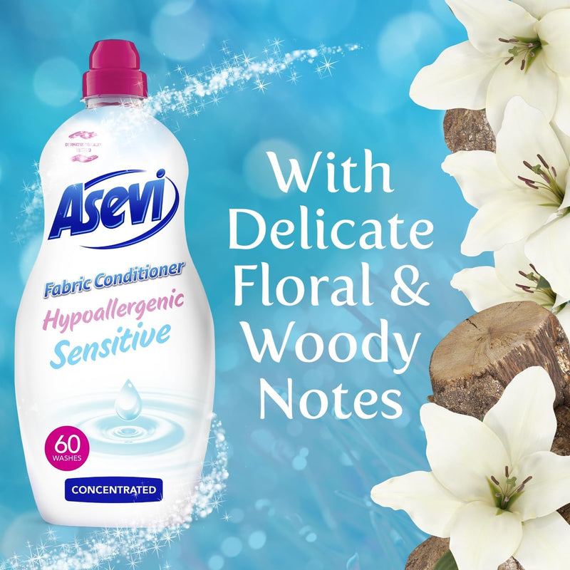 Asevi Fabric Conditioner & Softener Concentrate, 1380ML, 60W, Sensitive