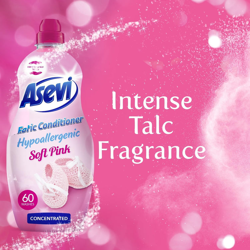 Asevi Fabric Conditioner & Softener Concentrate, 1380ML, 60W, SOFT PINK