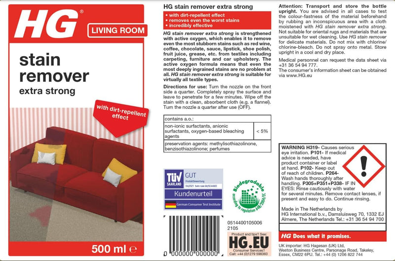 HG Stain Remover Extra Strong Version {94} 500ml Carpets & Upholstery