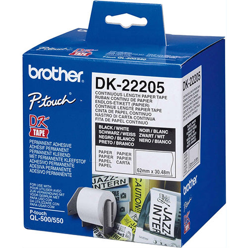 Brother QL500/550 Continuous Paper Tape 62mm x 30m Code DK-22205 - GARDEN & PET SUPPLIES