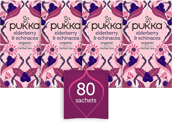 Pukka Tea Elderberry & Echinacea Individually Wrapped Enveloped Tea 20's