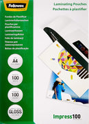 Fellowes A4 Glossy Laminating Pouch 100 Micron (Pack of 100) 5351111 - GARDEN & PET SUPPLIES