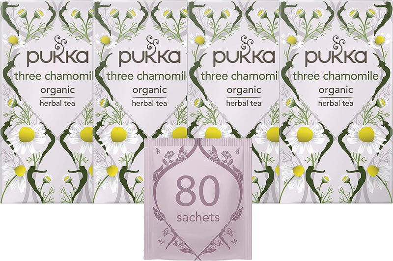 Pukka Tea Three Chamomile Individually Wrapped Enveloped Organic Tea 20's