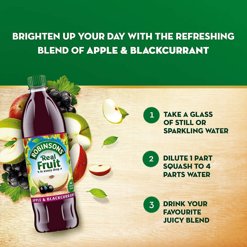 Robinsons Apple/Blackcurrant Squash No Added Sugar 1 Litre 402013 - GARDEN & PET SUPPLIES