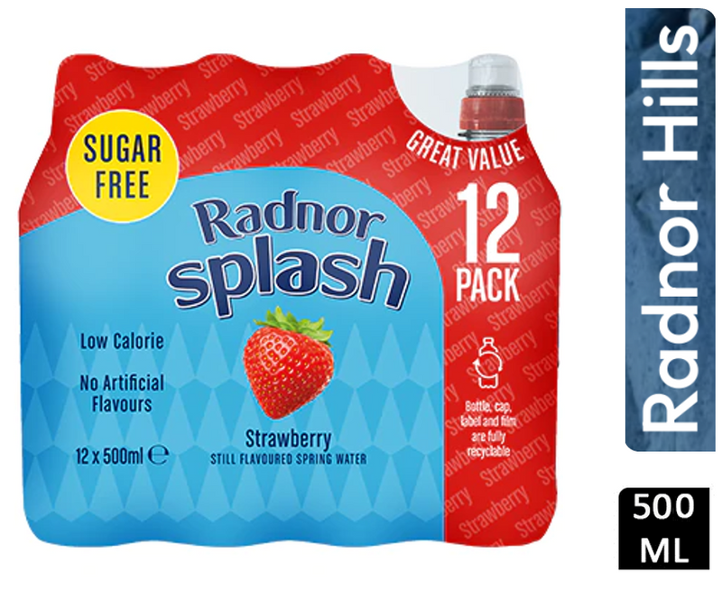 Radnor Splash Sugar Free Strawberry 12x500ml - GARDEN & PET SUPPLIES