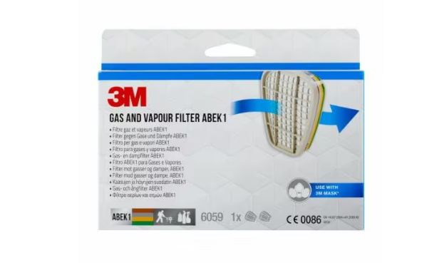 3M 6059 Ammonia, Gas, Vapour Filter Cartridge for use with 3M 6000 Series Respirator, 3M 7000 Series Respirator