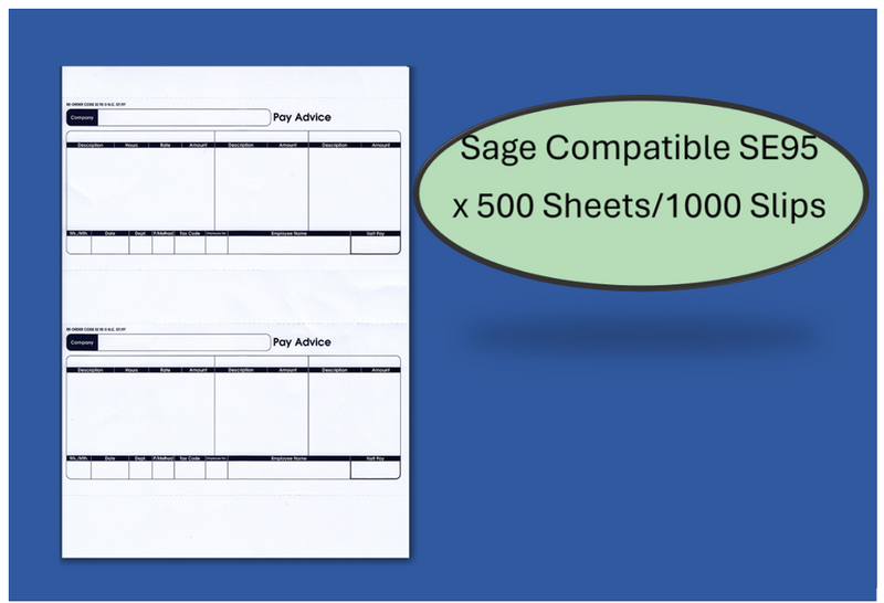 Sage (SE95) 1-Part Laser Pay Advice Forms Pack 1000's