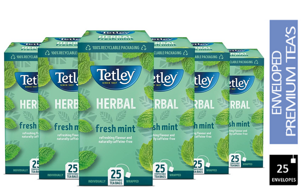 Tetley Herbal Fresh Mint Compostable Envelope Tea Bags 25's - GARDEN & PET SUPPLIES