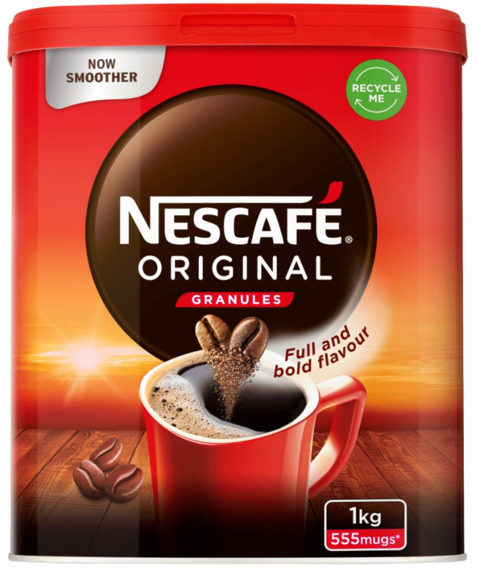 Nescafe Original Coffee Granules Tin 1kg {Large 555 Cups} - GARDEN & PET SUPPLIES