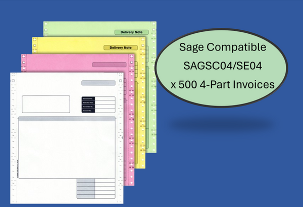 Sage {SAGSC04/SE04} Invoice/Delivery Note, 4 Part Pack of 500