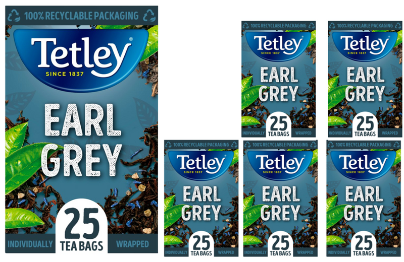 Tetley Earl Grey Teabags,  Individually Wrapped & Enveloped 25's - GARDEN & PET SUPPLIES