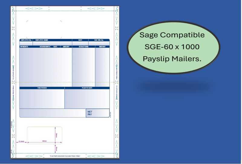 Sage (SGE060) Compatible Self-Seal Payslip Mailers Pack 1000's