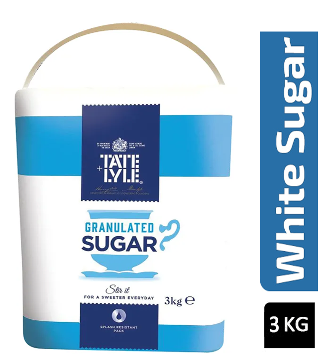 Tate and Lyle Granulated Pure Cane Sugar Drum with Handle 3 kg - GARDEN & PET SUPPLIES