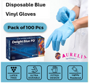 Aurelia Delight Blue PD - Powdered Vinyl Examination Gloves - Boxed 100 ALL SIZES