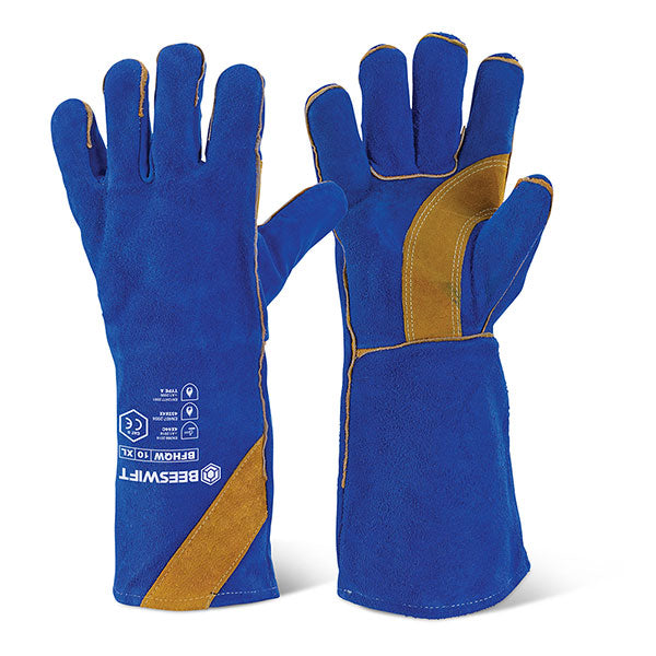 Beeswift Cat2 High Quality Welders Gauntlet Gloves 16" Blue  Box 10's