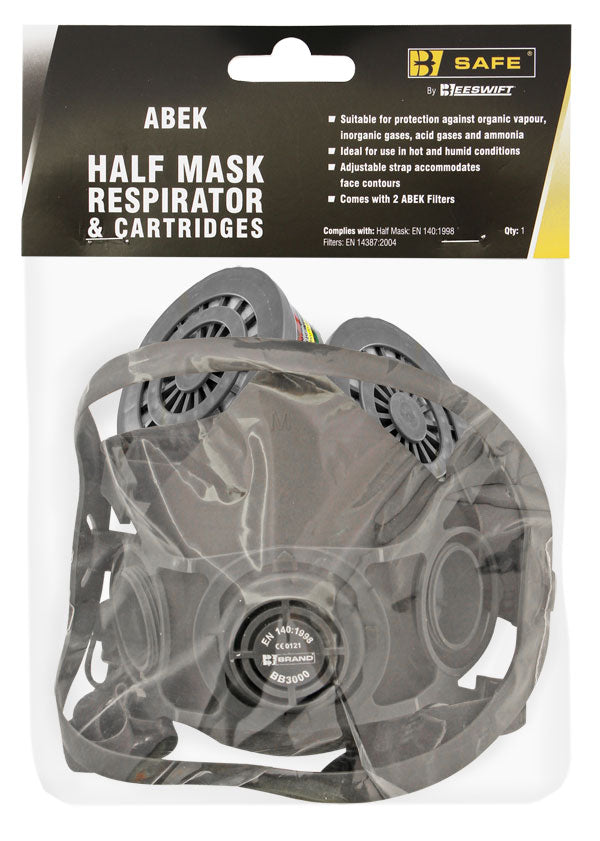 Half Mask Respirator And Abek Cartridges Grey