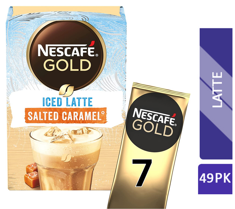 Nescafe Gold Iced Salted Caramel Instant Coffee Sachets 7x14.5g - GARDEN & PET SUPPLIES