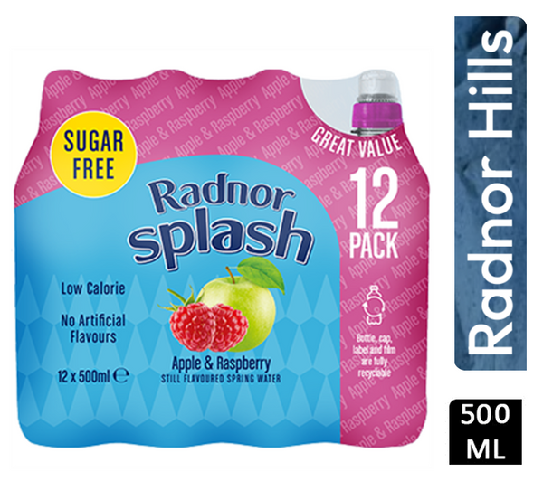 Radnor Splash Sugar Free Apple & Raspberry 12x500ml - GARDEN & PET SUPPLIES