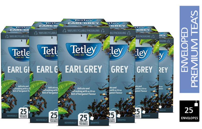 Tetley Earl Grey Teabags,  Individually Wrapped & Enveloped 25's - GARDEN & PET SUPPLIES