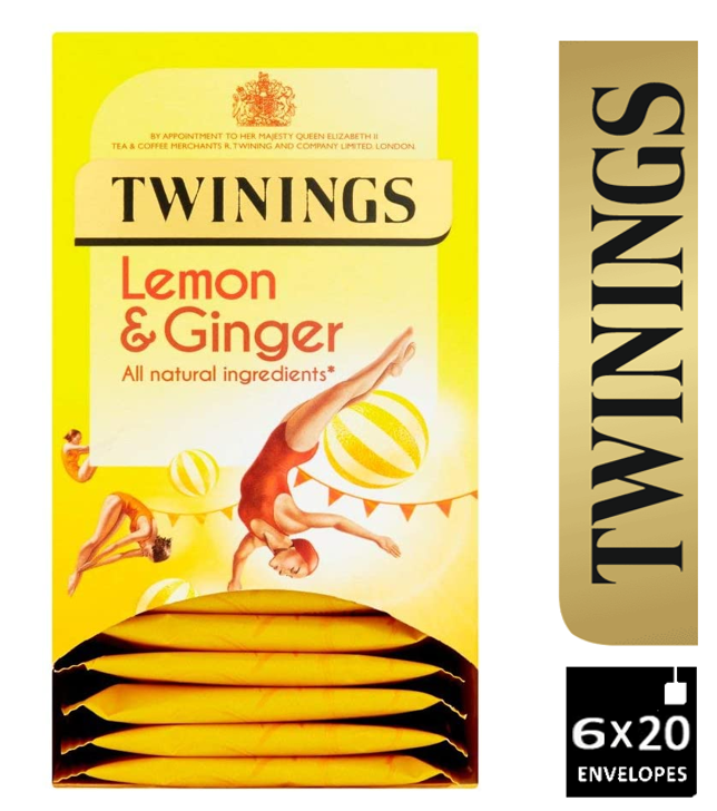 Twinings Lemon and Ginger Fruit Infusion Tea Bags (Pack of 20) F09613 - GARDEN & PET SUPPLIES