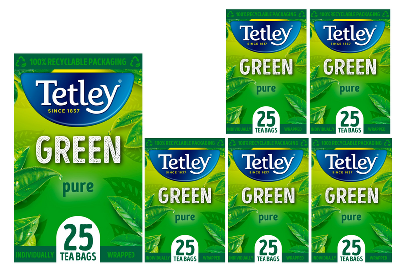 Tetley Pure Green Individually Wrapped Tea Bags  25's - GARDEN & PET SUPPLIES