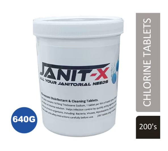 Janit-X Multi-Use Effervescent Chlorine Tablets 200 x 3.2g Tablets 640g