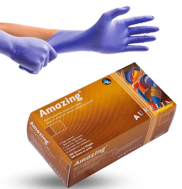 Aurelia Amazing Blue Powder Free Nitrile Gloves 300's (All Sizes)