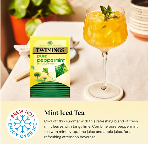 Twinings Pure Peppermint Herbal Infusion Enveloped Tea Bags (Pack of 20)