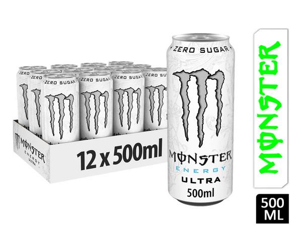 Monster Energy Ultra White Cans 12x500ml - GARDEN & PET SUPPLIES