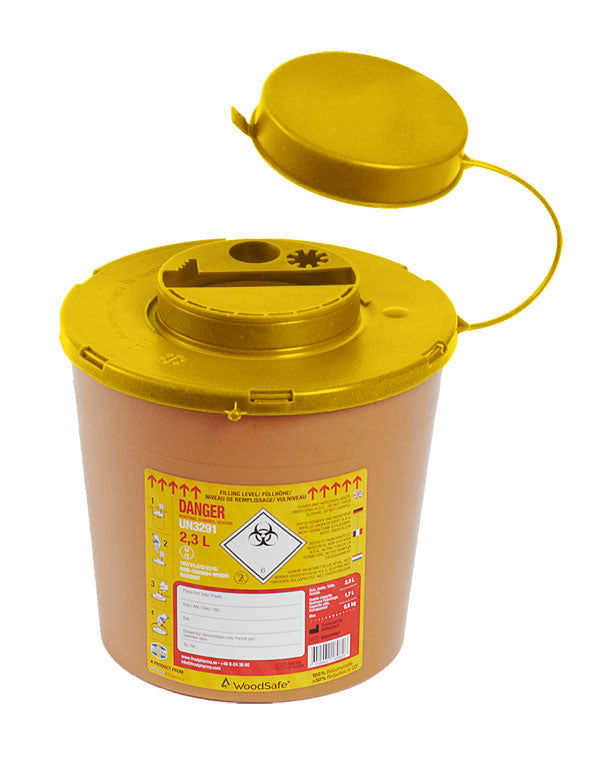 Woodsafe Sharps Bin 2 Litre Brown 2L