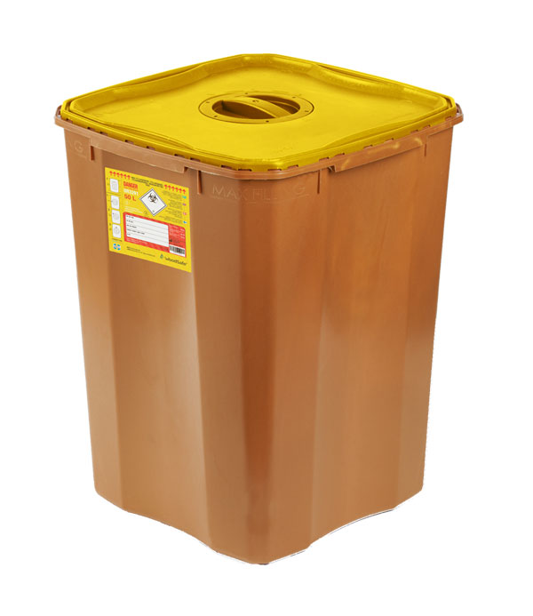 Woodsafe Sharps Bin Lid And Screw Fit Cap 50 Litre Brown 50L