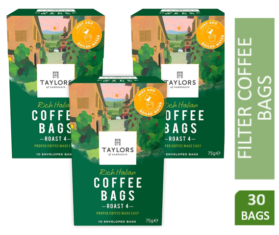 Taylors of Harrogate Rich Italian Coffee Bags Pack 30s - GARDEN & PET SUPPLIES