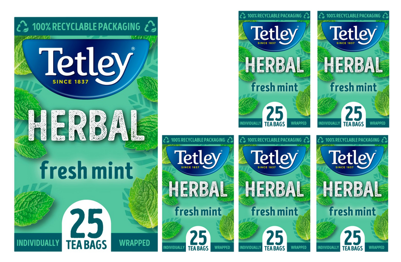 Tetley Herbal Fresh Mint Compostable Envelope Tea Bags 25's - GARDEN & PET SUPPLIES