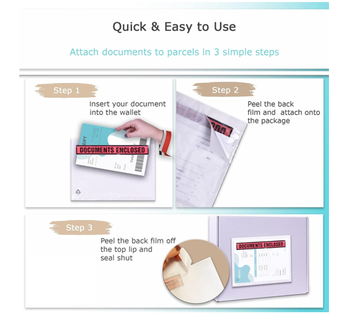 Documents Enclosed,Size A6 Wallets, Printed, Pack 1000's