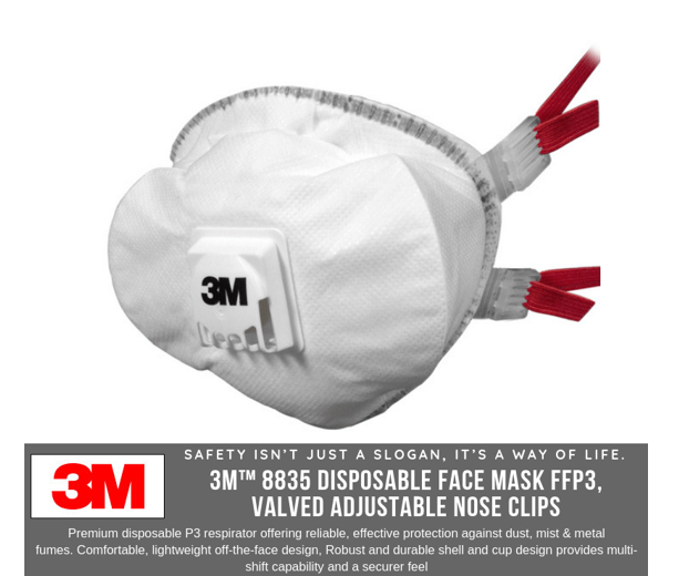 3M 8835+ Premium Adjustable Strap Respirator (Valved) - FFP3 10-Pack