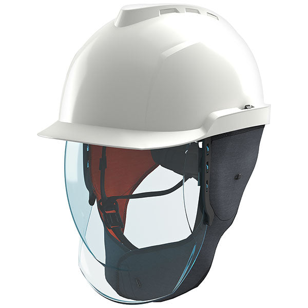 Msa V-Gard 950 Class 2 Electrician Safety Helmet With Face Shield White