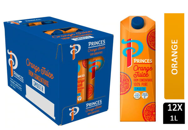 Princes 100% Pure Orange Juice 12 x 1L Tetra Pack - GARDEN & PET SUPPLIES