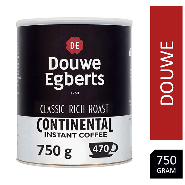 Douwe Egberts Continental Rich Dark Roast Instant Coffee 750g Tin - GARDEN & PET SUPPLIES