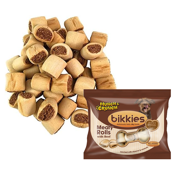 Munch & Crunch Dogs Bikkies Meaty Rolls With Beef 300g