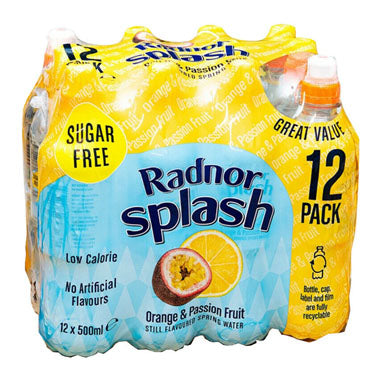 Radnor Splash Sugar Free Orange & Passionfruit 12x500ml - GARDEN & PET SUPPLIES