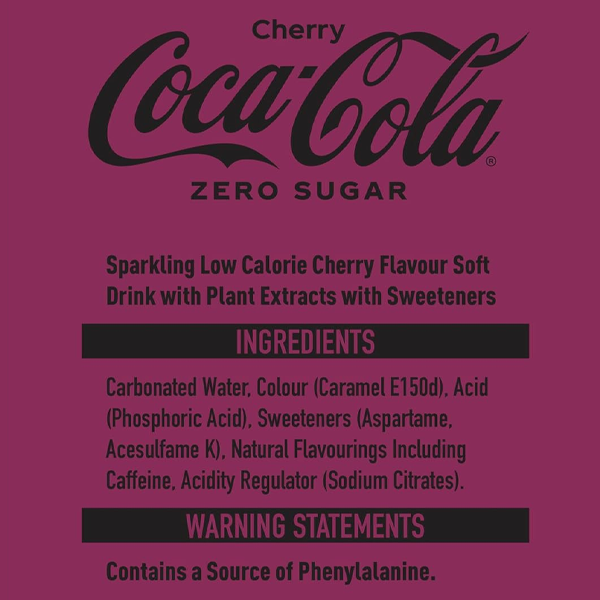 Cherry Coke Zero Cans 330ml (24 Cans)