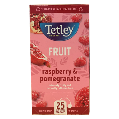 Tetley Raspberry and Pomegranate Tea Bags (Pack of 25) 1580A - GARDEN & PET SUPPLIES