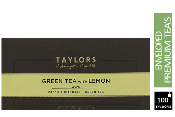 Taylors of Harrogate Green & Lemon Enveloped Tea Pack 100’s - GARDEN & PET SUPPLIES