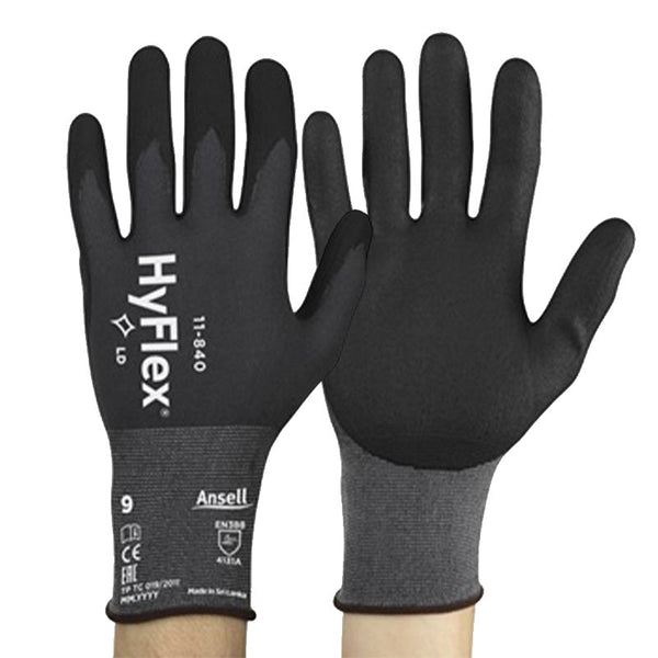 Ansell Hyflex {11-840's} Black Large Gloves {All Sizes} - GARDEN & PET SUPPLIES