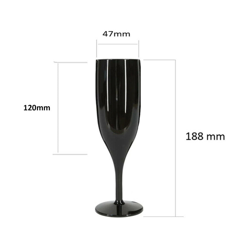 Belgravia Black Plastic Champagne Flutes Pack 6’s (3320) - GARDEN & PET SUPPLIES