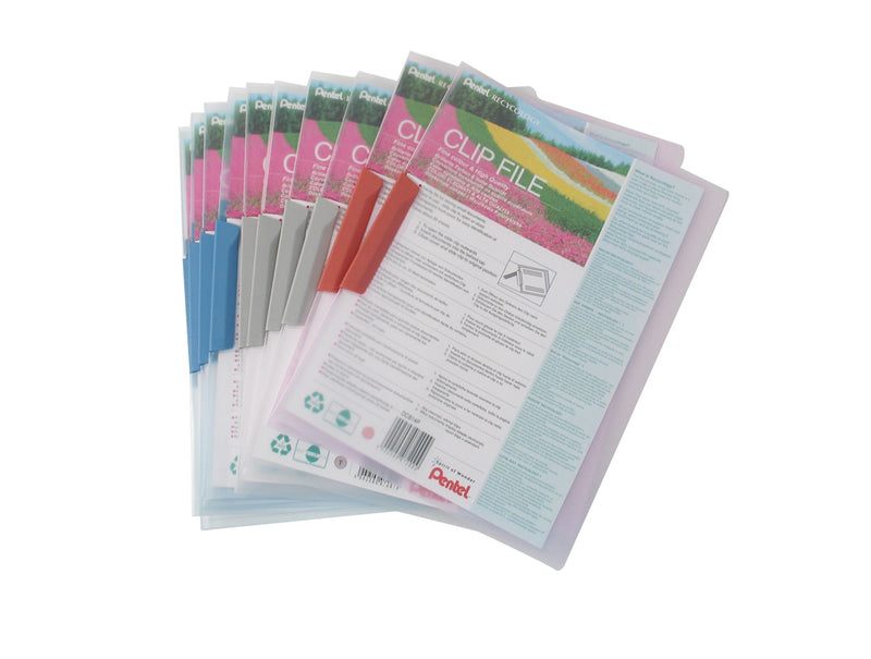 Pentel Recycology Clip File A4 Assorted Colours (Pack 10) - DCB14/MIX - GARDEN & PET SUPPLIES