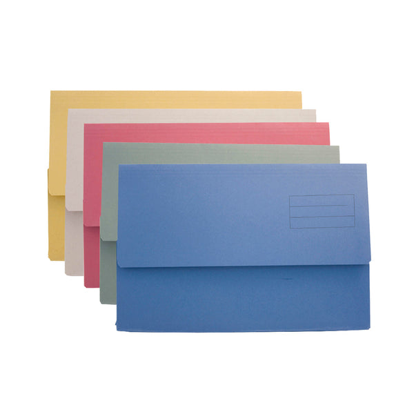 Exacompta Document Wallet Manilla Foolscap Half Flap 250gsm Assorted (Pack 50) - DW250-ASTZ - GARDEN & PET SUPPLIES