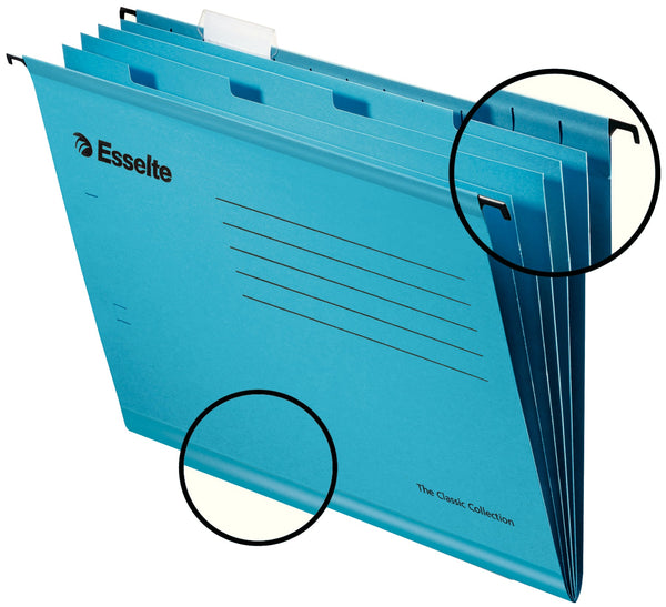 Esselte Pendaflex Foolscap Reinforced Suspension File Card V Base Blue (Pack 10) 93135 - GARDEN & PET SUPPLIES