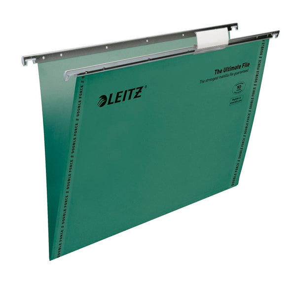 Leitz Ultimate Clenched Bar Foolscap Suspension File Card 15mm V Base Green (Pack 50) 17440055 - GARDEN & PET SUPPLIES